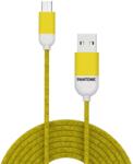  PANTONE MC001-5 - USB / MicroUSB citromsárga szövetkábel, 2, 4A, 1, 5m