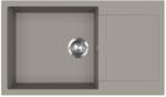 Evido Cubo XL 6S Compact beépíthető gránit mosogatótálca egymedencés + csepegtetős / 1 medencés + kicsi csepptálcás mosogató tálca, platina, középszürke / semleges szürke színű, 860x500 mm-es / 86x50 cm-es,