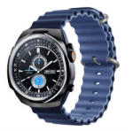 Apple Watch 4-6, SE, SE (2022) (42 / 44 mm) / Watch 7-9 (45 mm) / Watch 10 (46 mm) / Watch Ultra 1-2 (49 mm), szilikon pótszíj, állítható, hullámos kialakítás, kétszínű, Devia Sport6, sötétkék/kék