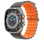 Apple Watch 4-6, SE, SE (2022) (38 / 40 mm) / Watch 7-9 (41 mm) / Watch 10 (42 mm), szilikon pótszíj, állítható, hullámos kialakítás, kétszínű, Devia Sport6, szürke/narancssárga