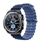Apple Watch 4-6, SE, SE (2022) (38 / 40 mm) / Watch 7-9 (41 mm) / Watch 10 (42 mm), szilikon pótszíj, állítható, hullámos kialakítás, kétszínű, Devia Sport6, sötétkék/kék
