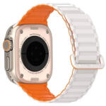 Apple Watch 4-6, SE, SE (2022) (42 / 44 mm) / Watch 7-9 (45 mm) / Watch 10 (46 mm) / Watch Ultra 1-2 (49 mm), szilikon pótszíj, mágneses zár, kétszínű, Dux Ducis KJ, ezüst/narancssárga