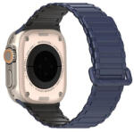Apple Watch 4-6, SE, SE (2022) (42 / 44 mm) / Watch 7-9 (45 mm) / Watch 10 (46 mm) / Watch Ultra 1-2 (49 mm), szilikon pótszíj, mágneses zár, kétszínű, Dux Ducis KJ, sötétkék/fekete
