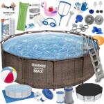 Klubfotel Rattan hatású fémvázas medence szett Bestway Steel Pro Max, 366x100cm 26in1