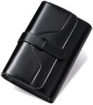 Clavi Portofel de Dama Din Piele Naturala, Clavi, Compact, Design Vintage, Blocare RFID Negru