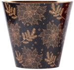  Fém Kaspó 133X115Mm Klasszikus Mikulásvirág Ágakkal, Fekete, Arany