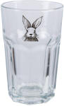 Clayre & Eef Set 6 pahare sticla transparenta neagra Iepuras 7x12 cm, 300 ml (RAEGL0004) Pahar