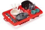 Ecoiffier Uscător de vase cu set de prânz Draining Board 100% Chef Écoiffier cu farfurii pahare și tacâmuri 21 piese de la 18 luni (ECO10956) Bucatarie copii