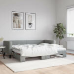 vidaXL világosszürke kihúzható szövet heverő matracokkal 80 x 200 cm (VD3196591)