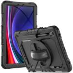 Samsung Tab S10 Fe 10, 9 Col Tablettok SM-X520, SM-X526 - Solid360 Ütésálló, Kitámasztható, Fekete Tablet Tok