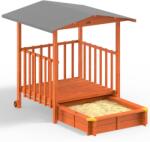 Spielwerk Groapa cu nisip cu verandă MERLE, 130x130x143cm, maro/gri