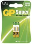 GP Batteries GP Super alkáli AAAA (25A, LR61, LR8, MN2500) szuper mikro ceruza elem 2db/bliszter (B1306) - nyomtassingyen