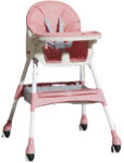 Flippy Scaun de masa pentru bebelusi si copii Flippy, cu roti, telescopic, pliabil, masuta reglabila, suport picioare, scaun invelis piele artificiala, centura siguranta, spatiu depozitare, 97 x 73 x 65 cm,  Scaun de masa bebelusi