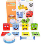Flippy Jucarie Pentru Copii Montessori Flippy, Cub din Lemn, Asamblare Fete, 64 de Carti Distractive, Clepsidra si Clopotel inclus, pentru Baieti si Fete, Varsta +3 ani, Educativ, Cutie din carton, 21 x 21 x
