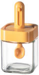 Flippy Recipient pentru Depozitarea Condimentelor, Flippy, Borcan din Sticla, Capac si Lingura Incorporate, Uz Casnic, 300 ml, 7.1x7.1x14.8 cm, Portocaliu (teo-126708) Solnita condimente