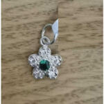 Flippy Pandantiv din Argint 925, Jolie Silver, pentru Dama, Model Floare Cu Pietre de Zirconiu Cubic, 1 x 1 cm, 0.9 g, Argintiu Verde Smarald (teo-125538)