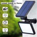 Flippy Lampa solara pentru terasa gradina 48 de LED-uri Flippy, cu 2 moduri de fixare, senzor de lumina, IP44, material ABS, 5W, 80 lm, 26.5 cm x 14 cm, Alb Rece (teo-124673)