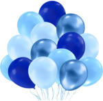 Flippy Set 10 Baloane din Latex, Flippy, Model Party, Albastru Diferite Nuante, 30 cm, 2.8 g (teo-126813)