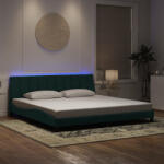 vidaXL sötétzöld bársony ágykeret LED-világítással 200 x 200 cm (VD3213802)