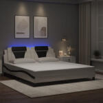 vidaXL fehér és fekete műbőr ágykeret LED-világítással 180 x 200 cm (VD3214042)