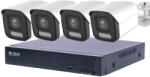  8MP H. 265x IP POE SWITCH 4db-os 4mm BULLET Kamerás Biztonsági Rendszer IP66 Vízálló Éjjel Nappal színes látás Hangrögzítés