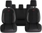 Panda Set Huse Scaune Auto Panda Belek, material textil cu piele ecologica, cu fermoare pentru bancheta rabatabila, negru cu insertii rosii, 11 piese Automobile ProTravel