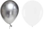 Flippy Set 10 Baloane din Latex Metalizate, Flippy, Model Party, Alb, Argintiu, 23 cm, 2.2 g (teo-131017)