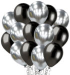 Flippy Set 10 Baloane din Latex Chrome, Flippy, Model Party, 23 cm, Negru Argintiu, 2.2 g (teo-130910)