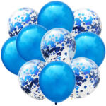 Flippy Set 10 Baloane din Latex, Flippy, Model Party Confetti, 5 x Confetti, 5 x Albastru, 25 cm, 2.2g (teo-130348)