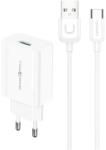 USAMS Încărcător de rețea USAMS T48 cu mufă USB (18W, încărcător rapid 3.0 + cablu Type-C) ALB (T48OCLN01)