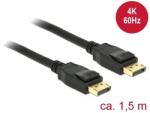 Delock 120728 Displayport 1.2 male > Displayport male 4K 60 Hz 1, 5m Cable Black, Kábel