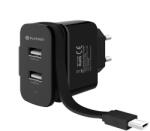 Platinet Încărcător de perete, 2x USB, cu cablu Micro USB PLCURMC (PLCURMC)