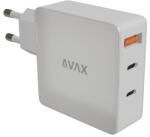AVAX CHG AVAX CH921W PRIME 140W GaN încărcător de rețea rapid 2x Tip C (PD 3.1)+USB A 30W, alb (AVAX CH921W)