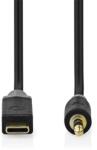 Nedis CCBW65950AT10 USB-C (USB C) dugó - 3, 5 mm sztereo jack dugó kábel, aranyozott csatlakozók, 1m (CCBW65950AT10)