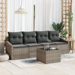 vidaXL Комплект дивани 5 бр. Сив полиратан (3355258)