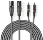 Nedis COTH15210GY15 félprofi XLR audió kábel, 2x XLR 3 tűs dugó - 2x RCA dugó, 1, 5m (COTH15210GY15)