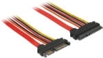 Delock Bovítokábel, SATA, 6 Gb/s, 22 tus csatlakozó SATA 22 tus aljzat (3, 3 V + 5 V + 12 V), 50 cm