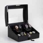  Dukwin óratartó doboz, automata óraforgatóval, 10db karórához - fekete (R2461B) (R2461B)