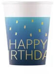  Happy Birthday Golden Blue papír pohár 8 db-os 200 ml FSC (PNN96621) - oliviashop