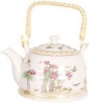 Clayre & Eef Ceainic din portelan alb si decor Floral 18 cm x 14 cm x 12 h , 0.8 L (6CETE0076)