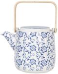 Clayre & Eef Ceainic din portelan alb albastru cu maner auriu 16 cm x 11 cm x 12 h , 0.8 L (6CETE0094)