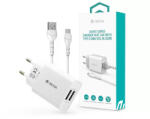 DEVIA 2xUSB hálózati töltő adapter + USB - Type-C kábel 1 m-es vezetékkel - 12W - Devia Smart Series Charger Suit With Type-C Cable - fehér