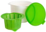 Flippy Recipient pentru Preparat Branza, Flippy, Capac de Silicon, Cheese Maker din Plastic, Strecuratoare, 17x14.5x12.8 cm, Verde (teo-132104)