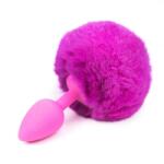 Afterdark Butt Plug with Pompon Pink/Magenta méret S farkinca