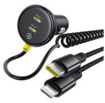 Baseus încărcător auto USB + priză Type-C (27W, încărcător rapid PD, + bobină fixă Type-C - cablu Lightning) NEGRU (C00035902121-00)