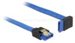Delock SATA-kábel, 6 Gb/s, hüvely, egyenes > SATA hüvely, felfelé ívelt, 20 cm, kék aranyszínu kapcs (DL84995) (DL84995)