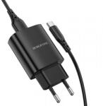 BOROFONE Incarcator Retea Borofone, BN1 Innovative, 2.1A, 1 X USB, cablu Type-C, Negru (inc/cu/us/bor/bn/21/1x/ne)
