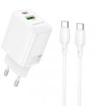 BOROFONE Incarcator Retea Cu Cablu USB-C Borofone BN27 Fuente, 20W, 3A, 1 x USB-A - 1 x USB-C, Alb (inc/us/bor/bn27/20/a)