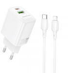 BOROFONE Incarcator Retea Cu Cablu Lightning Borofone BN27 Fuente, 20W, 3A, 1 x USB-A - 1 x USB-C, Alb (inc/li/bor/bn27/20/light)
