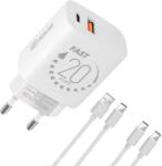 OBAL:ME Fali töltő USB-A + USB-C 20W + 2x Kábel 1m Fehér